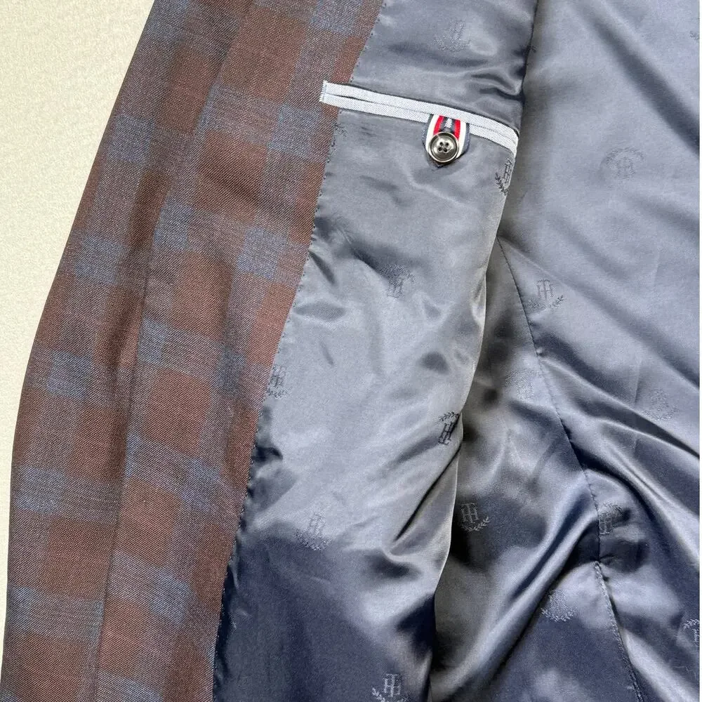 Tommy Hilfiger Men's Modern-Fit plaid Sport Coat - burgundy/blue 42L $295